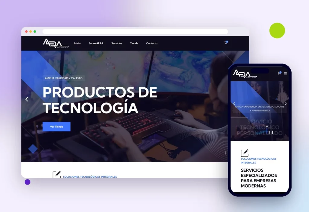 Web de Alra Solutions en escritorio y celular