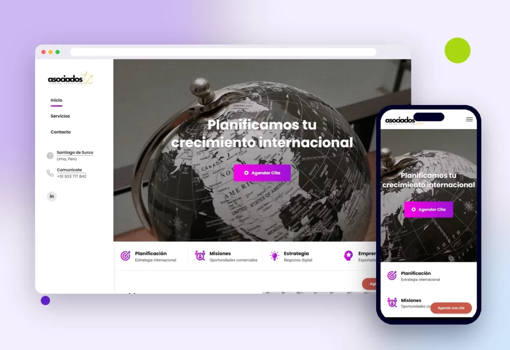 Web de Asociados TC en escritorio y celular