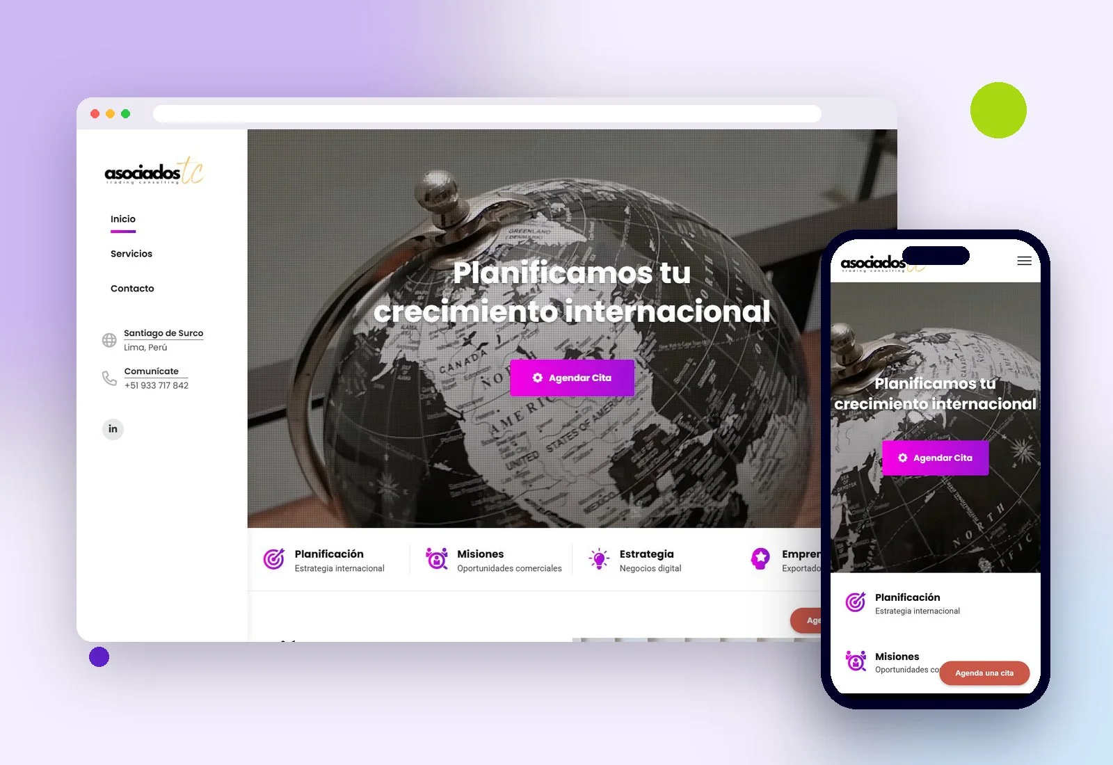 Web de Asociados TC en escritorio y celular