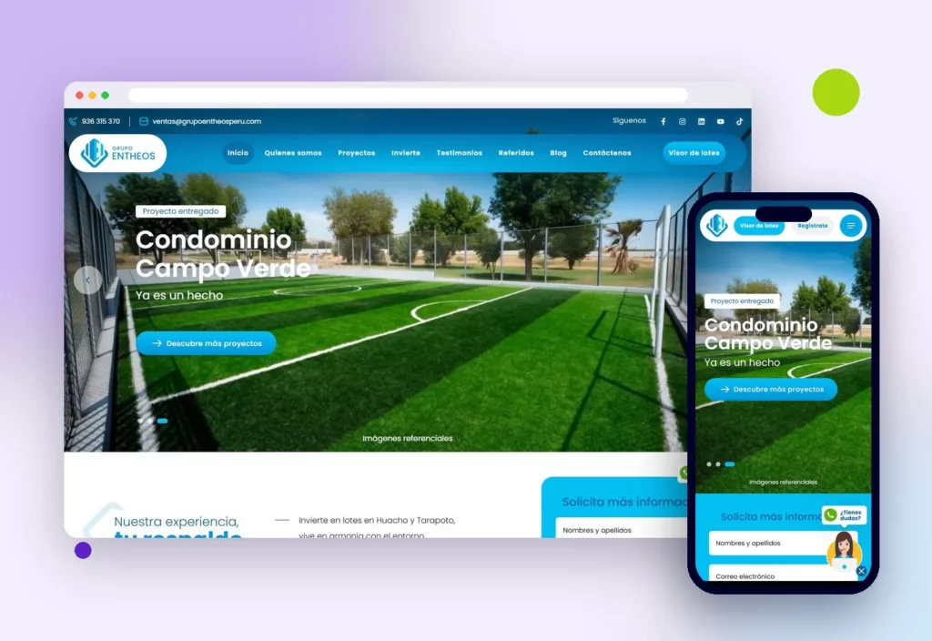 Web de Grupo Entheos en escritorio y celular