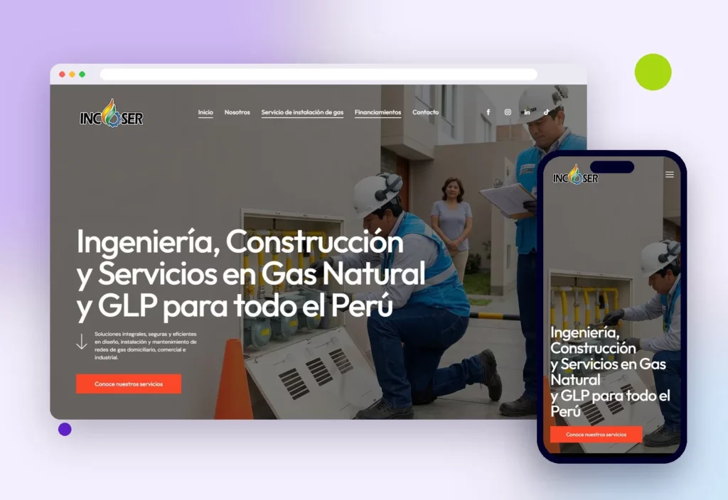 Web de Incoser Perú en escritorio y celular