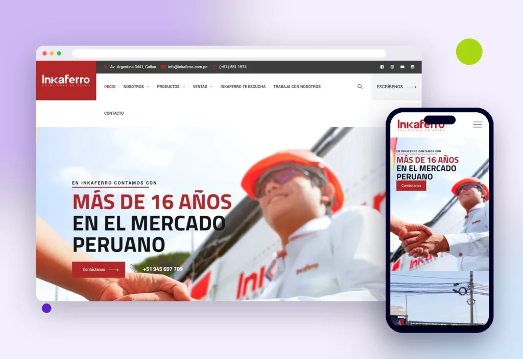 Web de Inkaferro en escritorio y celular