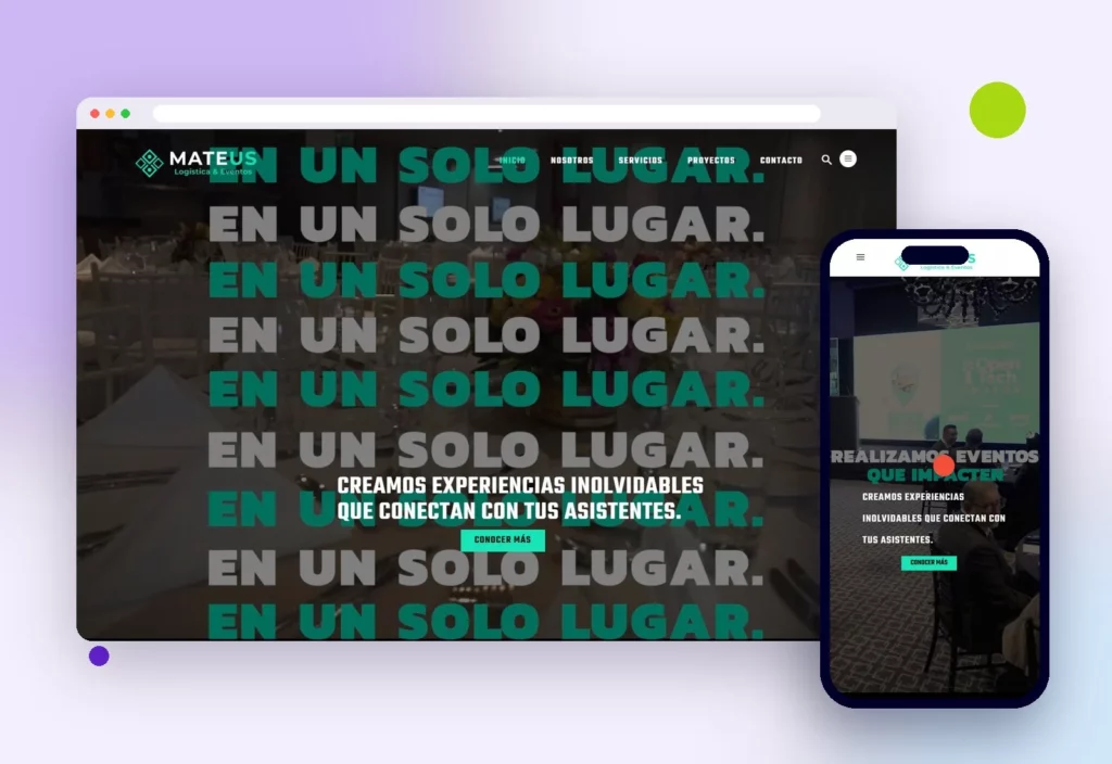 Web de Mateus Corp en escritorio y celular