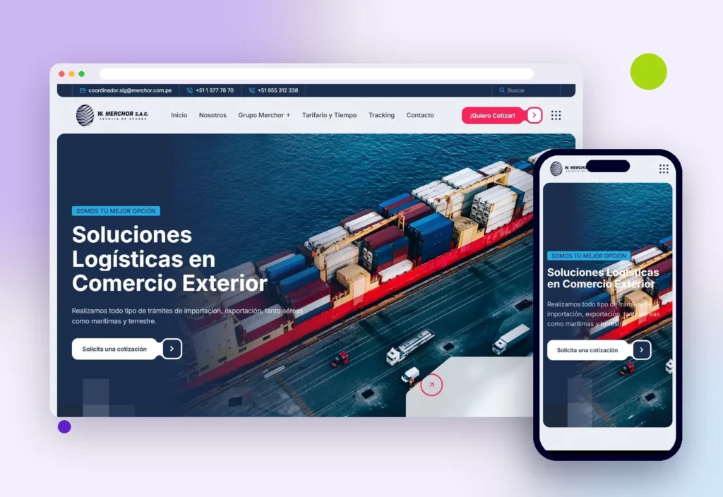Web de Merchor en escritorio y celular