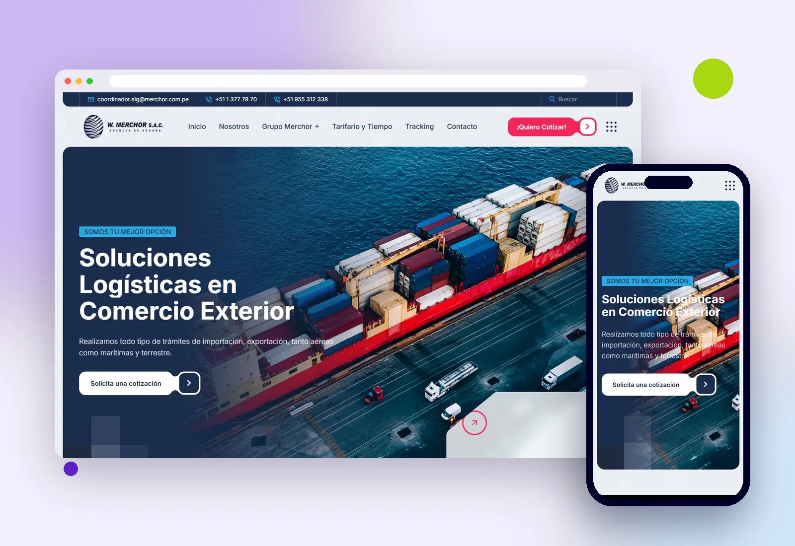 Web de Merchor en escritorio y celular