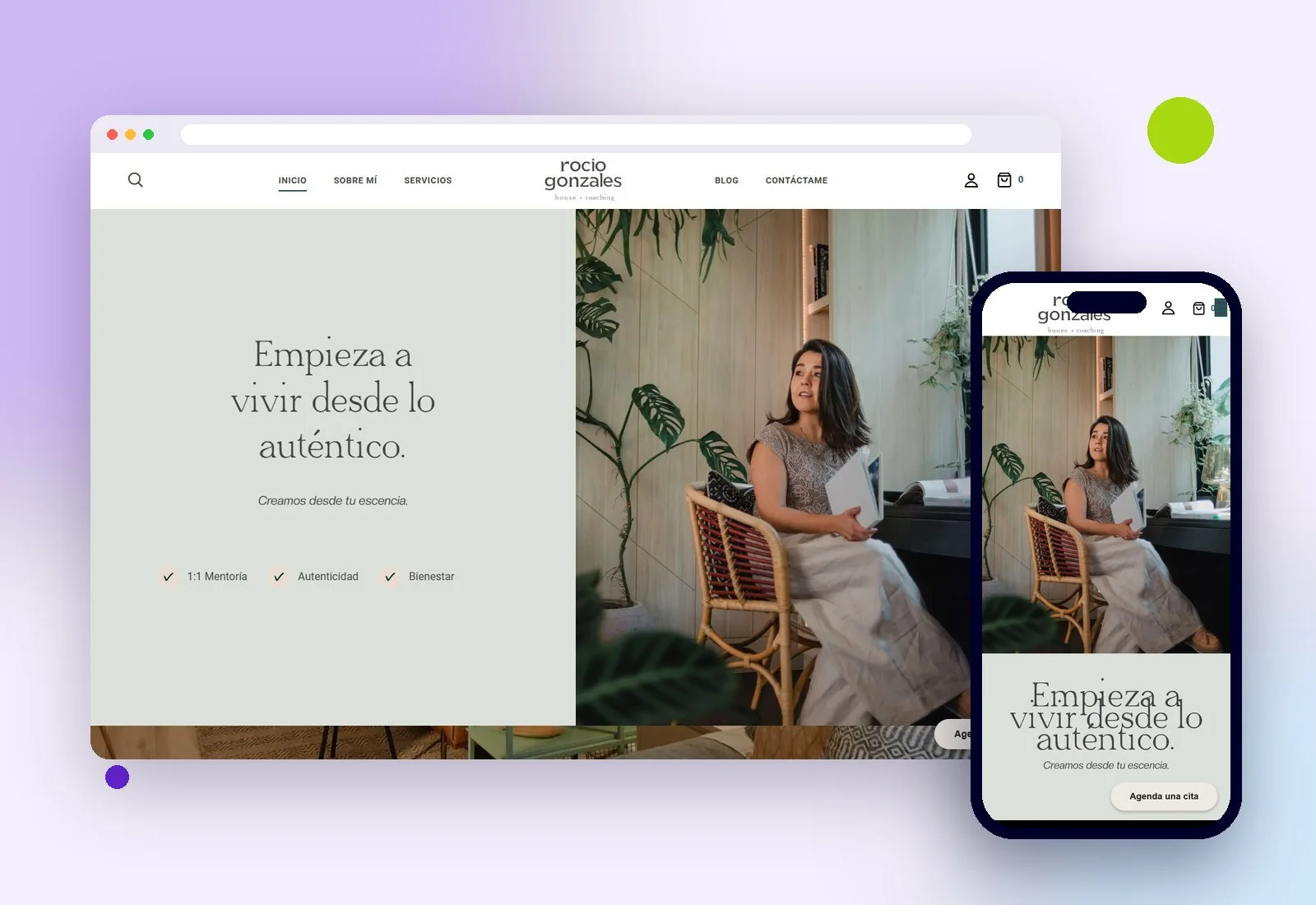 Web de Rocío Gonzales en escritorio y celular